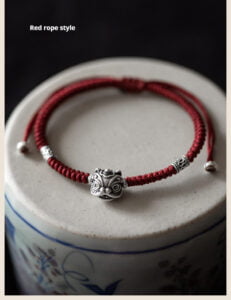 Pure Silver Lion Dance Men's Braided Bracelet: S999 Sterling Silver Men's Wristband for Men, Infused with Symbolism to Elevate Energy