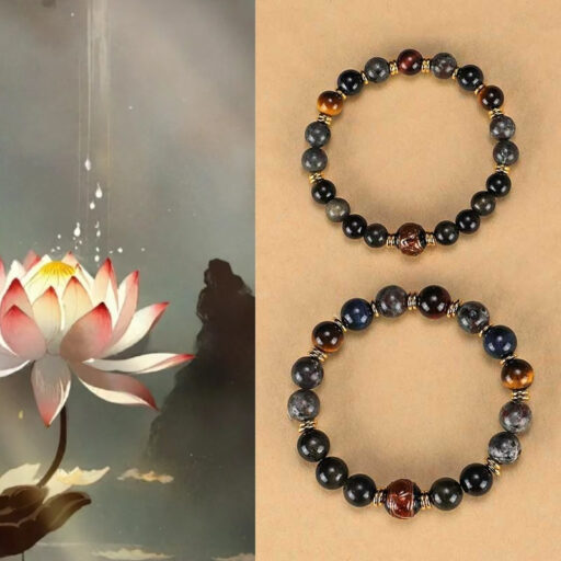 Black Myth Wukong Flame Stone Obsidian Beaded Bracelet