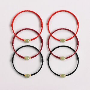 New Edition Red String Bracelet with Faux Hetian Jade Barrel Beads - Handwoven for Fortune, Unique Design for Women - Independent Store Exclusive"