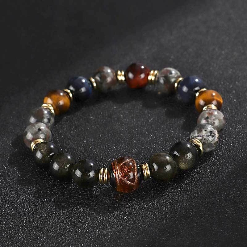 Black Myth Wukong Flame Stone Obsidian Beaded Bracelet