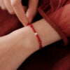 Fortune Bead Silver Red String Bracelet: Women's Woven Anklet & Vintage Hand Rope