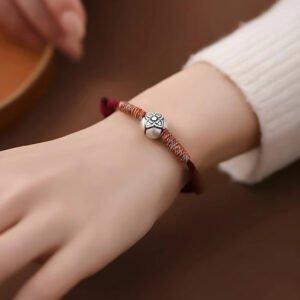 Zodiac Year Bracelet for Men and Women - Persimmon Prosperity Bracelet, Traditional Chinese Style Pure Silver Wristband, Perfect Valentine's Day Gift