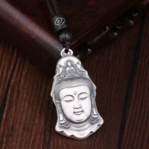 Guanyin Pendant Necklace with Buddha Head