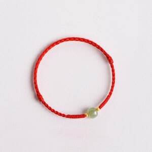 New Edition Red String Bracelet with Faux Hetian Jade Barrel Beads - Handwoven for Fortune, Unique Design for Women - Independent Store Exclusive"