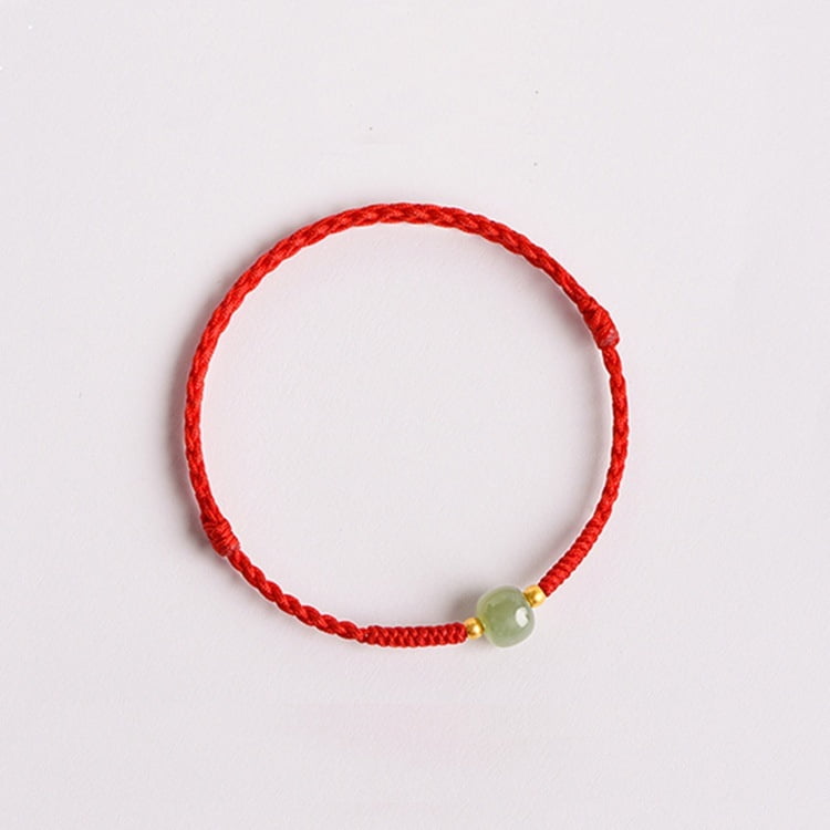 New Edition Red String Bracelet with Faux Hetian Jade Barrel Beads - Handwoven for Fortune, Unique Design for Women - Independent Store Exclusive"