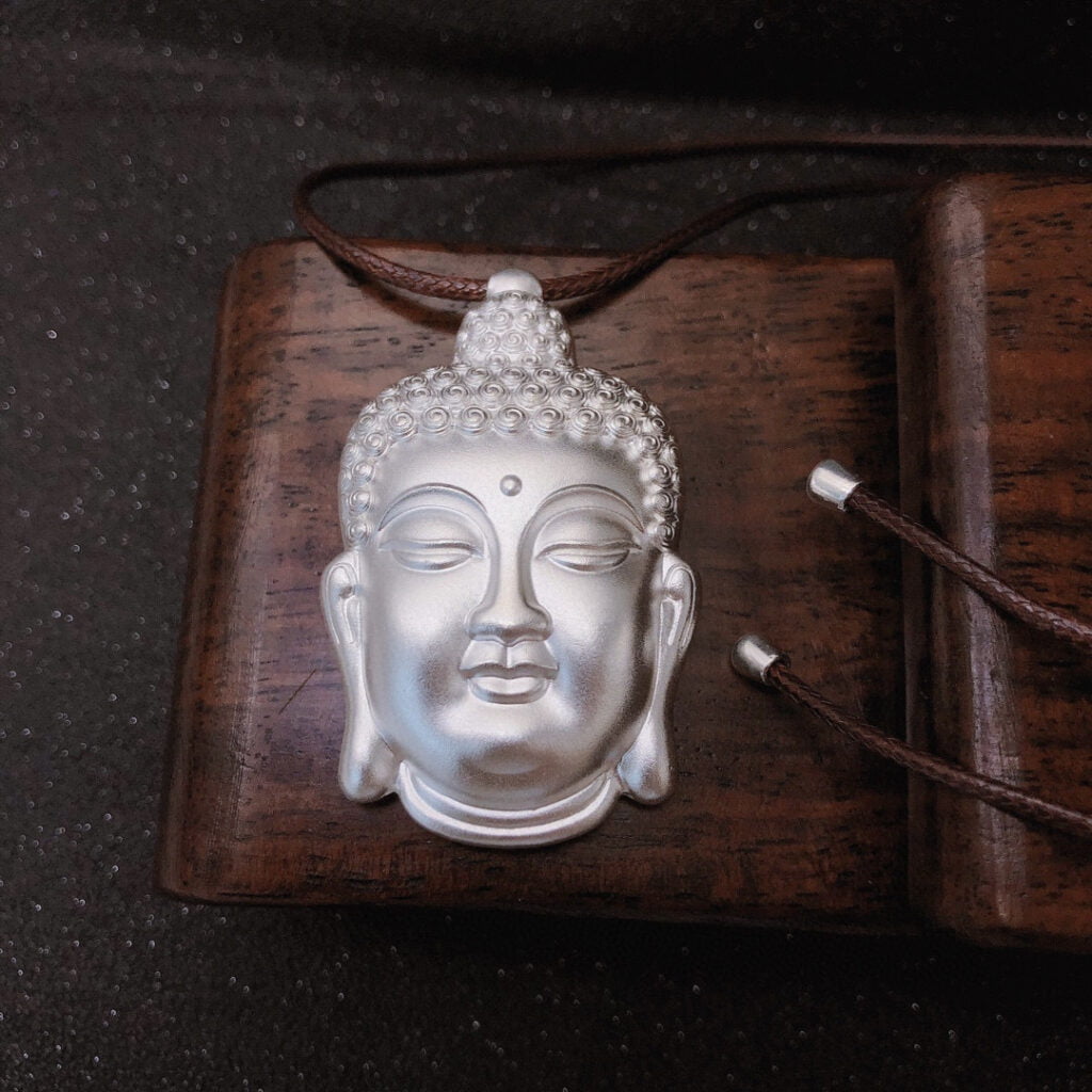 Silver Buddha Head Pendant - Buddhist Jewelry and Spiritual Bracelets ...