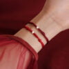 Fortune Bead Silver Red String Bracelet: Women's Woven Anklet & Vintage Hand Rope