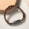 Authentic Tibetan Dzi Bead Bracelet with Agate and Tiger's Eye