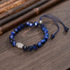Hand-woven blessing bracelet-Tibetan silver with blue tiger eye stone