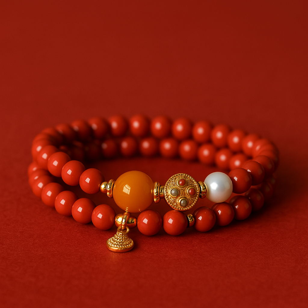Gathering happiness and good fortune - cinnabar double-layer bracelet