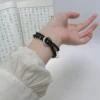 Like a fish in water - natural obsidian double layer beaded 999 silver bracelet
