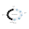 Black Obsidian, White Crystal, and Aquamarine Beaded Bracelet