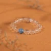 Aquamarine and White Crystal Beaded Bracelet