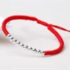 Sterling Silver Fortune Beads "Ten Perfect Blessings" Handmade Red String Bracelet