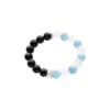Black Obsidian, White Crystal, and Aquamarine Beaded Bracelet