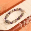 Natural grey moonstone amethyst beaded lucky bead bracelet