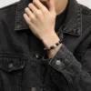 Lion Dance Obsidian with 999 Sterling Silver Bracelet for Men: A Fusion of Strength and Protection