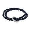 Like a fish in water - natural obsidian double layer beaded 999 silver bracelet